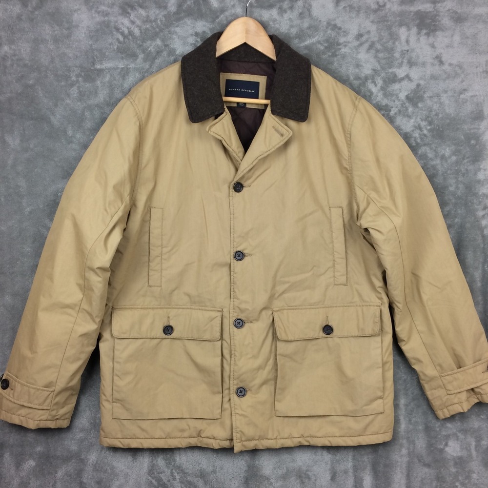 Banana Republic Chore Coat Mens Large Brown‎ Quilted Utility Chore Barn Jacket